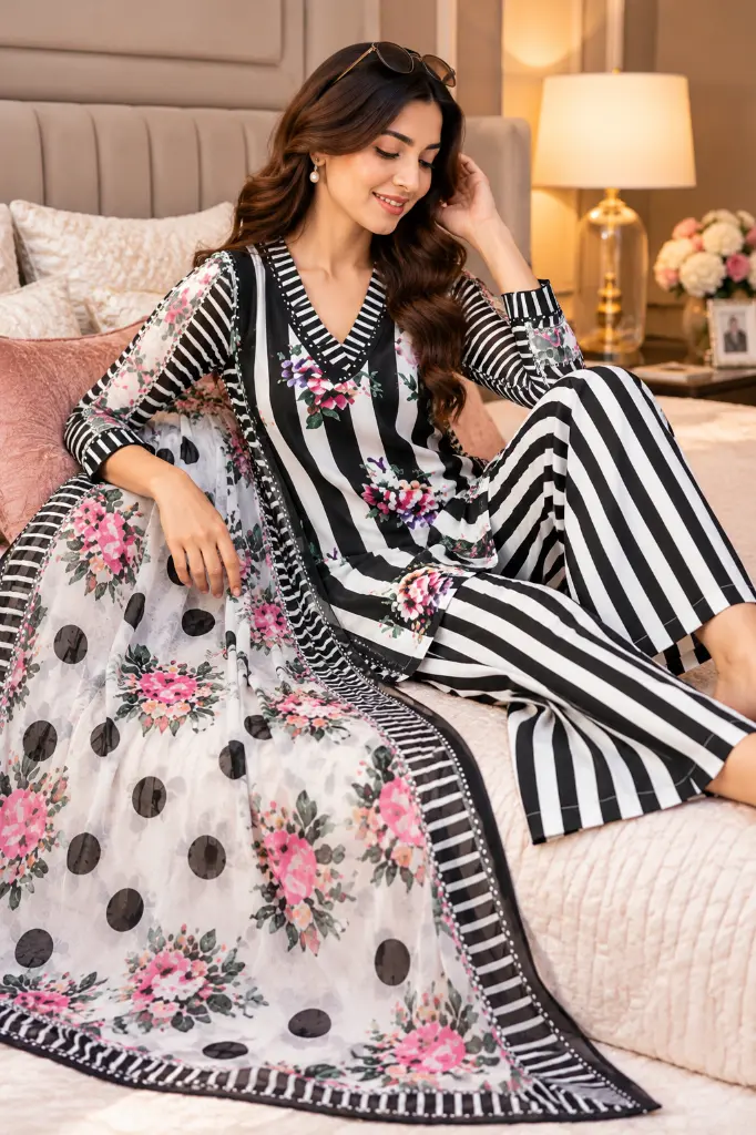 Elegant Striped Floral Lounge Portrait.webp