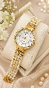 Elegant Gold Pearl Bracelet Watch for Women