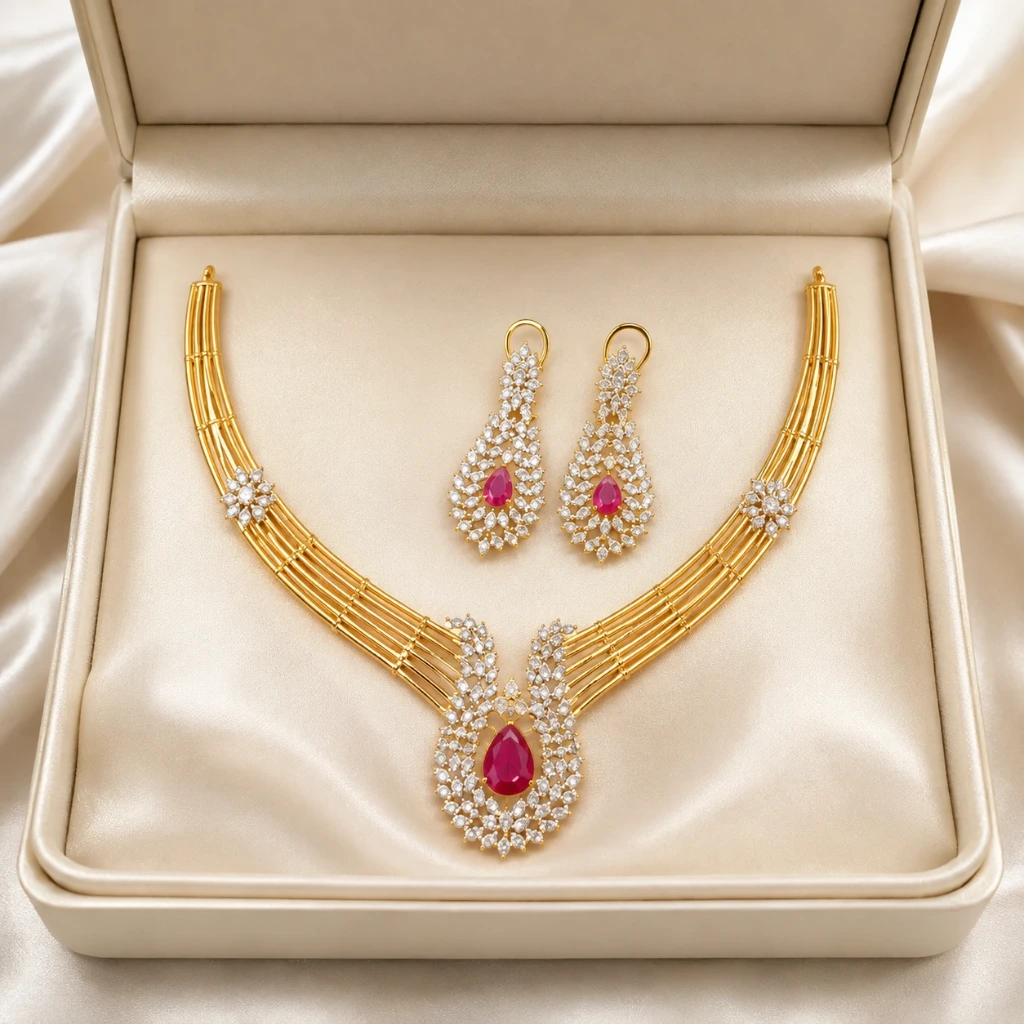 Ruby Gold Necklace Set