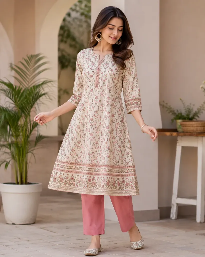 Women’s Floral Printed Cotton Kurta ("xl""xxl")