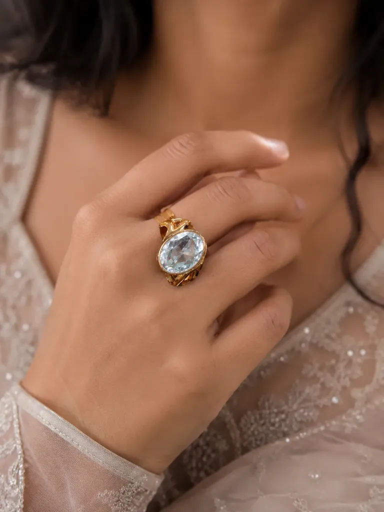 Gold Oval Diamond Statement Ring
