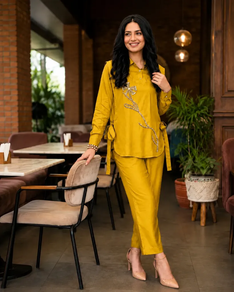Mustard Yellow Embroidered Co-Ord Set