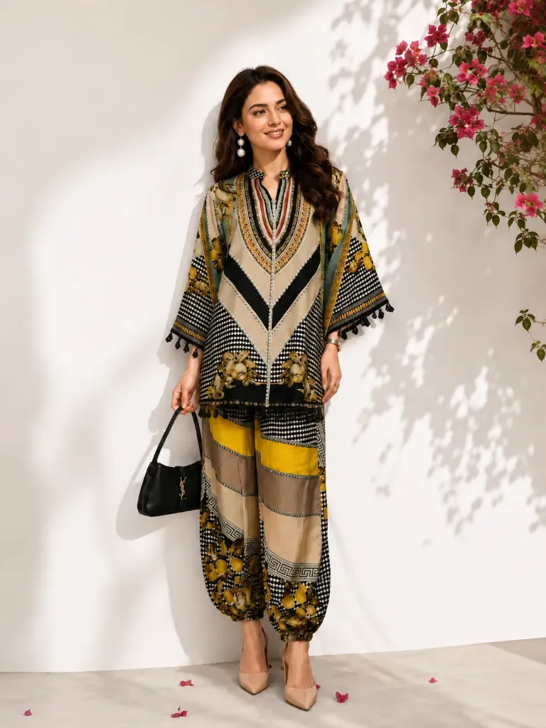 Mustard Printed Co-Ord Set for Women