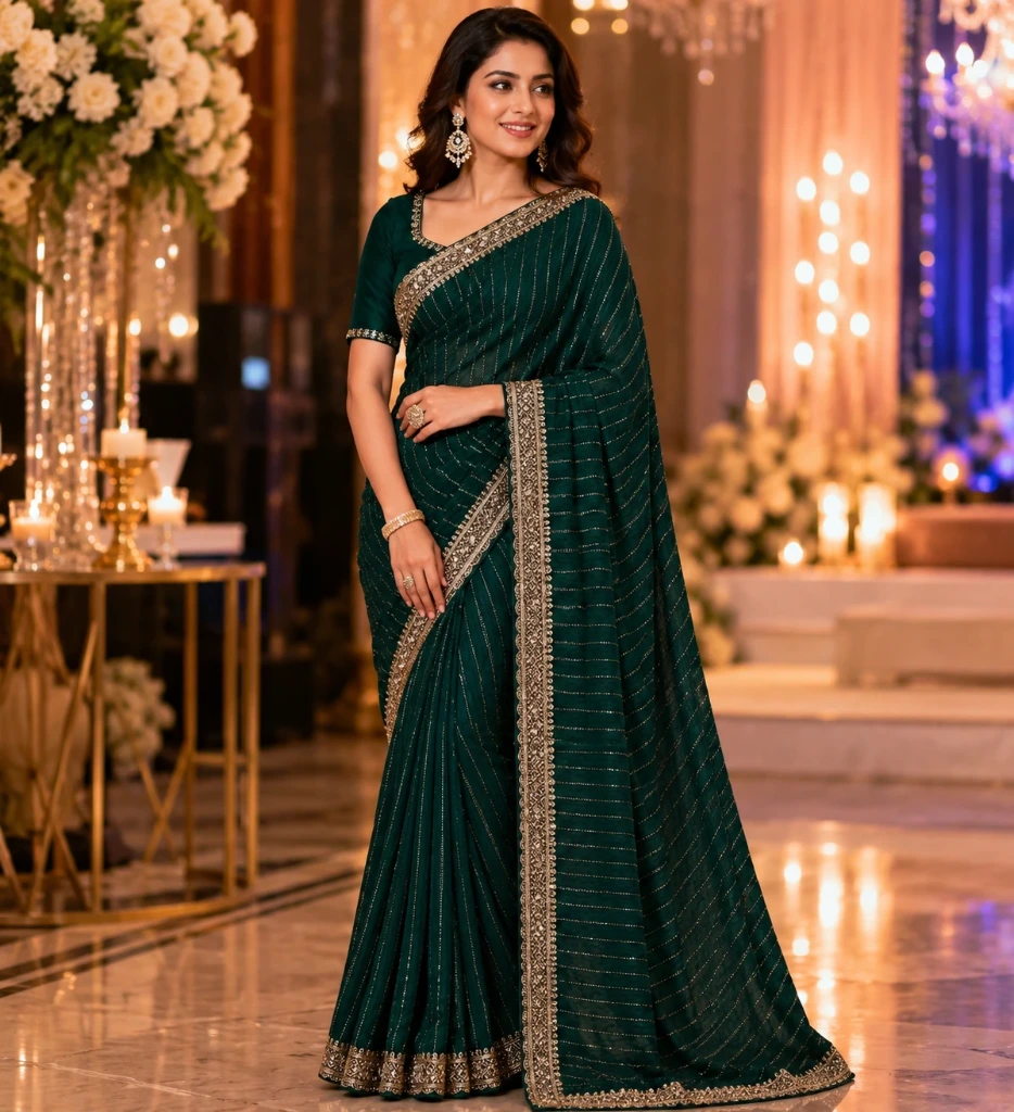 Emerald Party Wear Saree