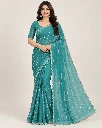 Sequin Stripe Scallop Border Saree