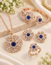 Women’s Rose Gold Blue Stone Crystal Jewellery Set