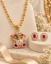 Ganesha Ruby Pendant Jewelry Set