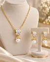 Diamond Pearl Drop Pendant Set