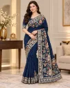 Embroidered Floral Border Designer Saree