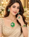 **Emerald Green Crystal Jewellery Set**