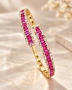 Pink Baguette Gold Cuff Bracelet