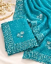 Women’s Shimmer Chiffon Saree with Floral Embroidery & Sequin Border