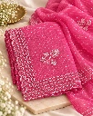 Women’s Shimmer Pink Saree with Floral Embroidery & Sequin Border