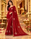 Chiffon Handwork Saree with Embellished Border – Wedding & Festive Wear