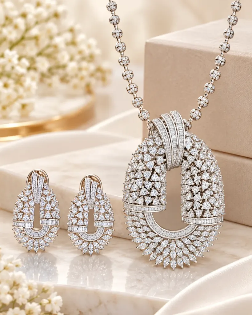 Crystal Statement Necklace & Earrings Set