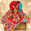 Premium Laddu Gopal Idol with Red Designer Poshak, Pearl Jewellery & Decorative Mukut
