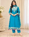 Elegant Teal Blue Embroidered Kurti Set