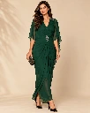 Emerald Green Draped Kaftan Maxi Dress | Women's Party Wear