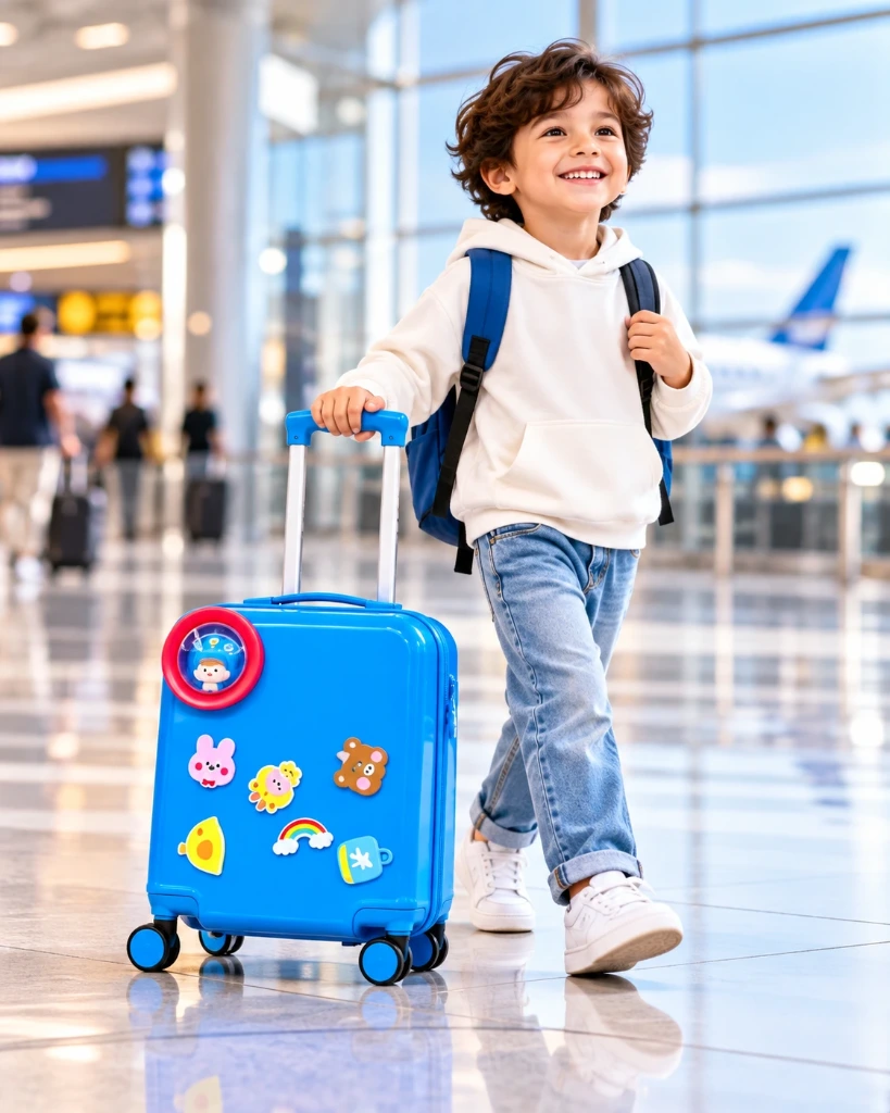 KOOOL 16-Inch Kids Cartoon Suitcase | Pink, Blue & Yellow (Bubblegum Pink)