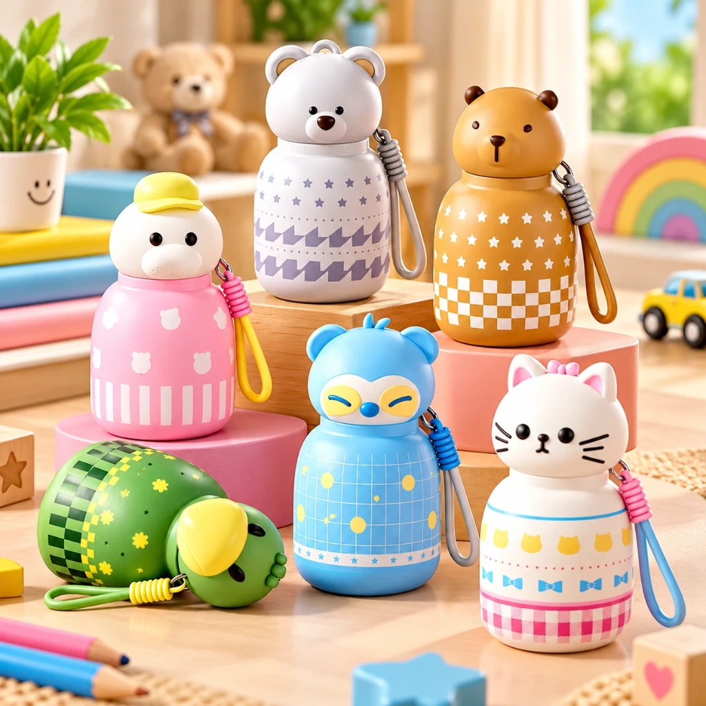 TheCroco 500ml Cute Animal Kids Water Bottle – Insulated Leakproof Travel Flask