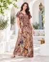 Elegant Mocha Brown Floral Modal Nightgown