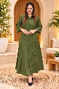 Women's Olive Green Ruffle Maxi Dress