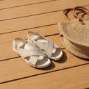 women’s cream cross-strap sandals
