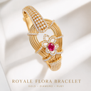 Royal Ruby Floral Gold Bracelet ✨