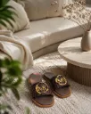 Luxury Brown Monogram Slippers for Women
