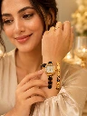 Elegant Black & Gold Floral Watch & Bracelet Set