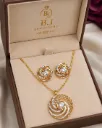 Gold Spiral Pendant & Earrings Set for Women