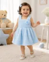 Girls’ Light Blue Fleece Flower Dress